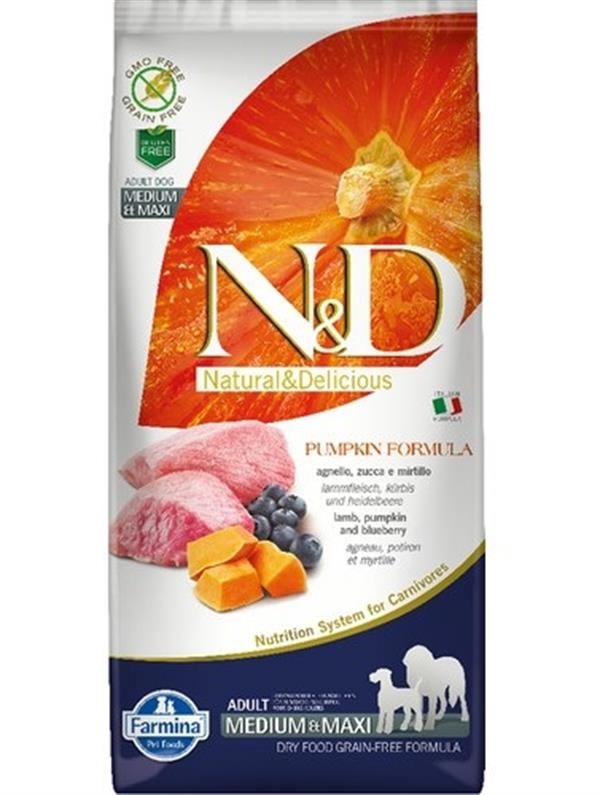 N&D%20Pumpkin%2012%20Kg%20Bal%20Kabaklı%20Kuzulu%20Yaban%20Mersinli%20Orta%20ve%20Büyük%20Irk%20Tahılsız%20Yetişkin%20Köpek%20Maması