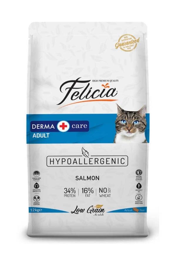 Felicia%20Derma%20Care%2012%20Kg%20Somonlu%20Düşük%20Tahıllı%20Yetişkin%20Kedi%20Maması