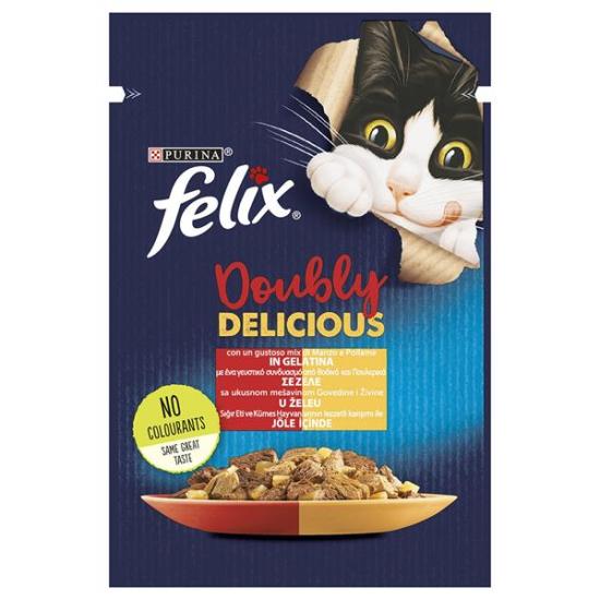 Felix Çifte Lezzet Etli Tavuklu Yaş Mama 85G