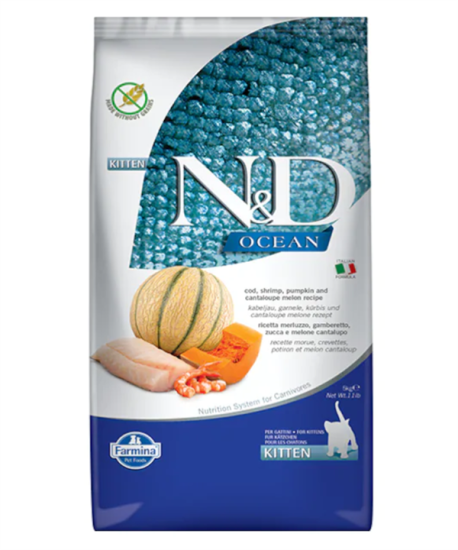 N&D Ocean 5 Kg Morina Balığı Balkabağı Karides ve Kavunlu Yavru Kedi Maması