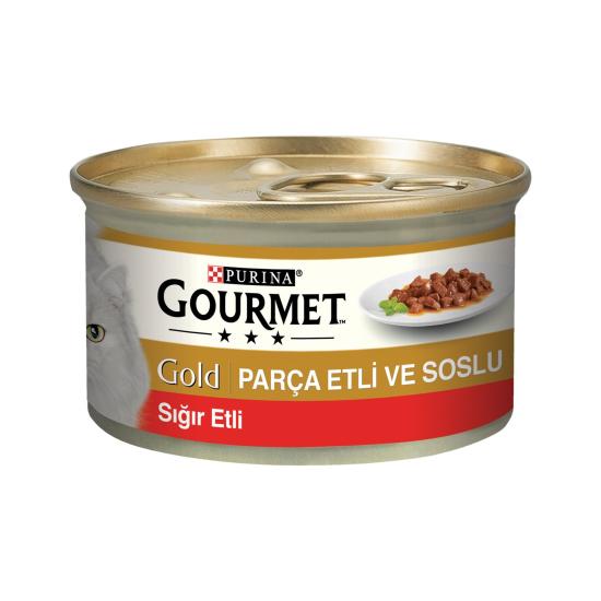 Gourmet Gold 85g Soslu Sığır Etli Yaş Kedi Maması Konserve