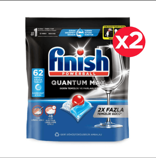 Finish Quantum Max Karbonat Etkisi Bulaşık Makinesi Tableti 124’li (2x62)